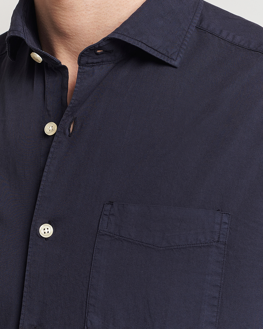 Uomini | Camicie | Oscar Jacobson | Reg Fit Wide Spread Collar Twill Night Blue
