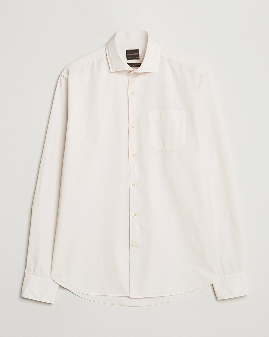 Uomini | Camicie | Oscar Jacobson | Reg Fit Wide Spread Collar Twill Ecru White