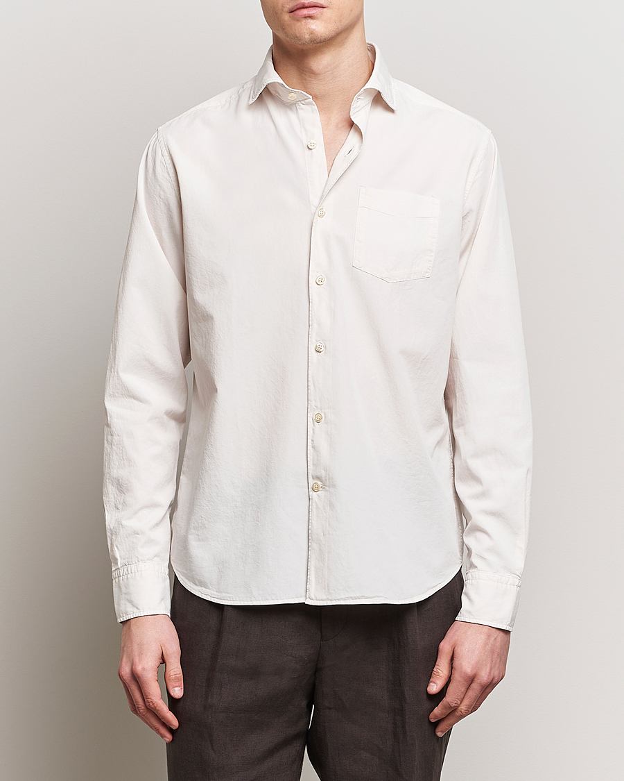 Uomini | Camicie | Oscar Jacobson | Reg Fit Wide Spread Collar Twill Ecru White