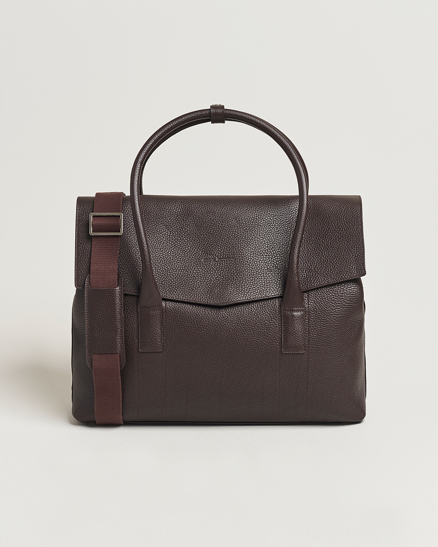 Uomini | Oscar Jacobson Overnight Leather Bag Dark Mud Brown | Oscar Jacobson | Overnight Leather Bag Dark Mud Brown