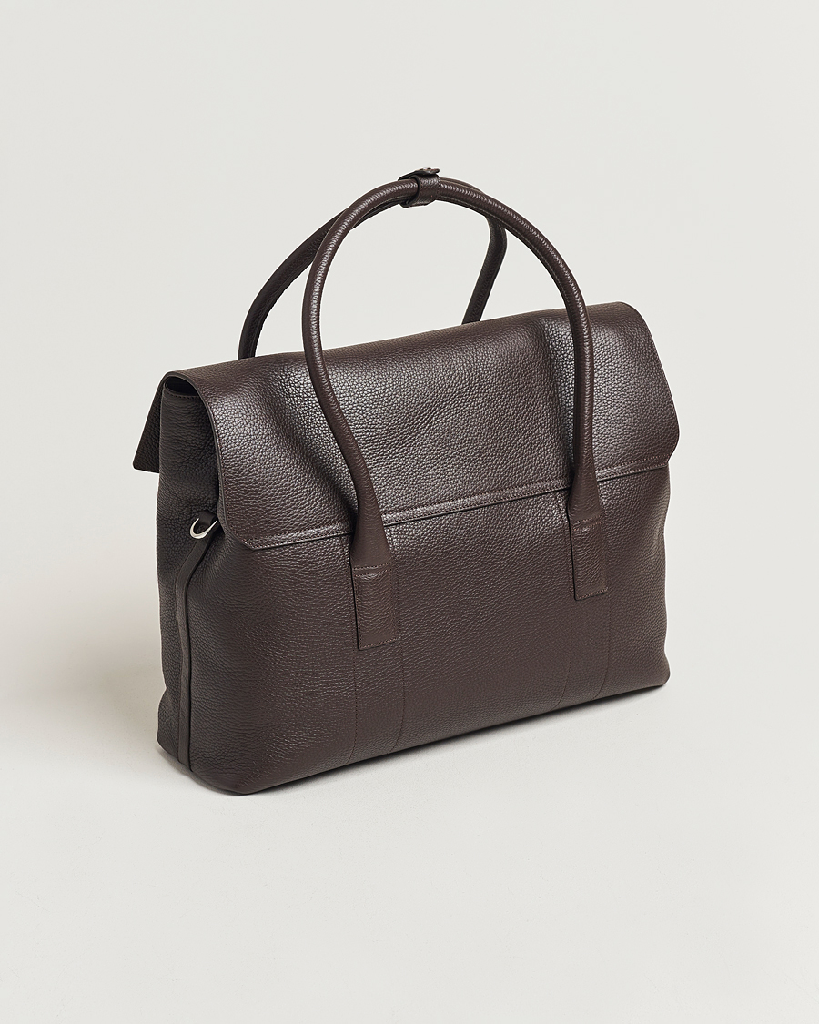 Uomini | Oscar Jacobson Overnight Leather Bag Dark Mud Brown | Oscar Jacobson | Overnight Leather Bag Dark Mud Brown