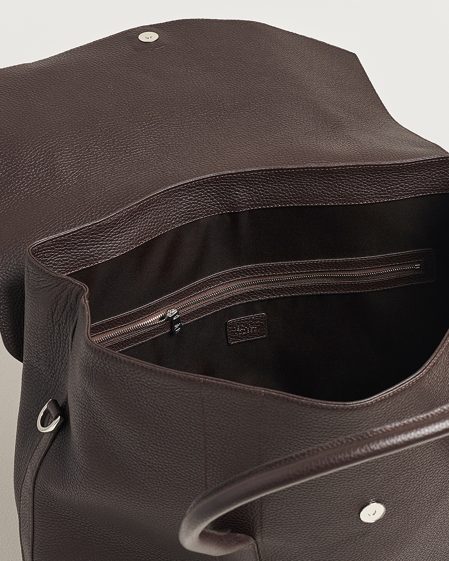 Uomini | Oscar Jacobson Overnight Leather Bag Dark Mud Brown | Oscar Jacobson | Overnight Leather Bag Dark Mud Brown