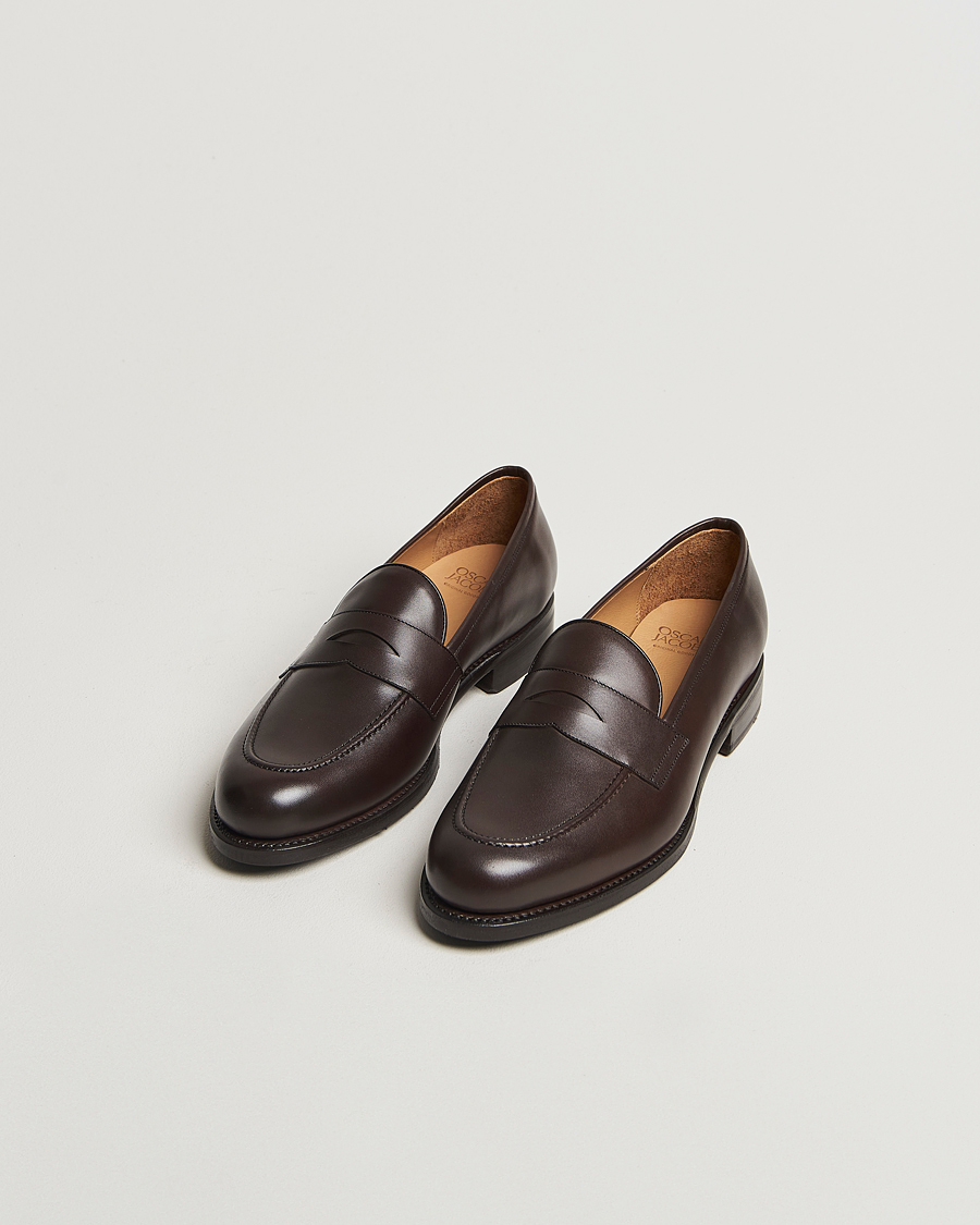 Uomini | Mocassini | Oscar Jacobson | Penny Loafers Dark Mud Brown