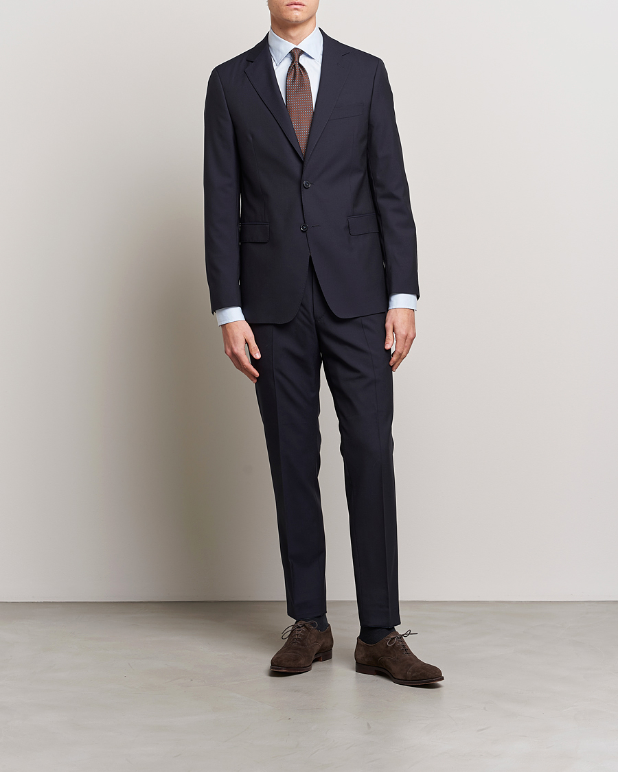 Uomini | Pantaloni | Oscar Jacobson | Denz Wool Trousers Navy