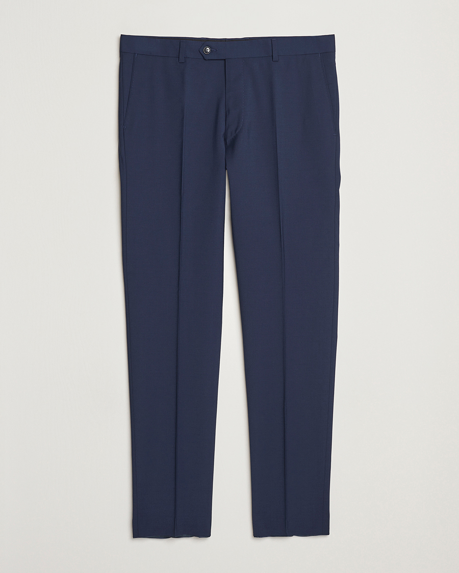 Uomini | Pantaloni | Oscar Jacobson | Denz Wool Blend Trousers Navy