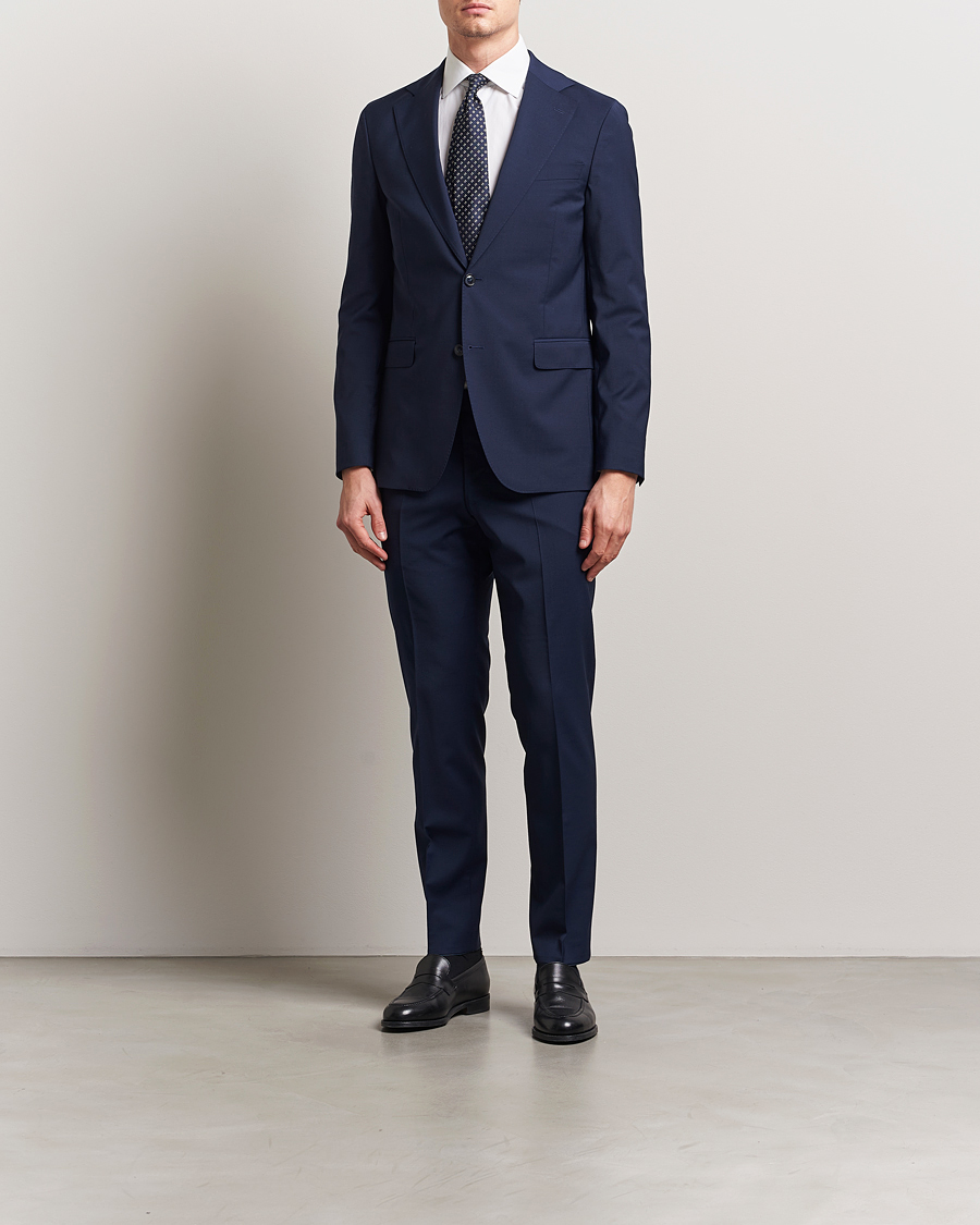 Uomini | Pantaloni | Oscar Jacobson | Denz Wool Blend Trousers Navy