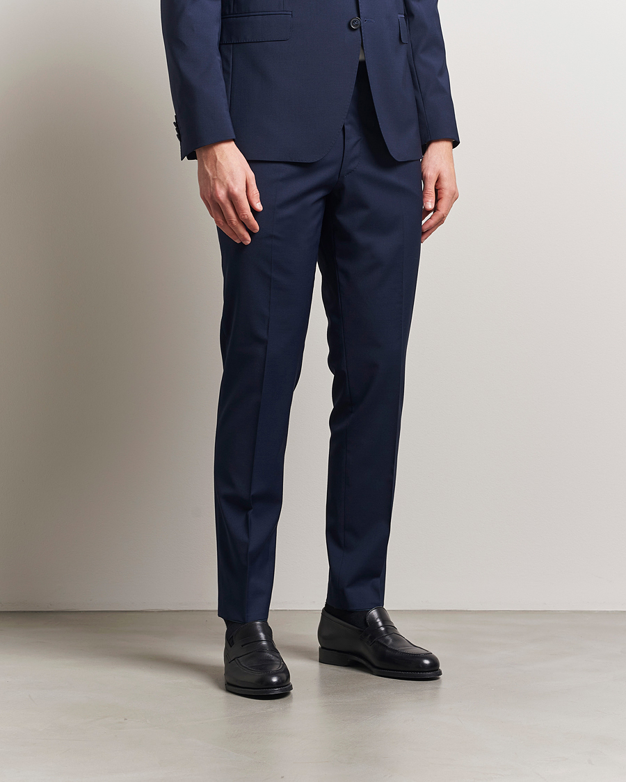 Uomini | Pantaloni | Oscar Jacobson | Denz Wool Blend Trousers Navy