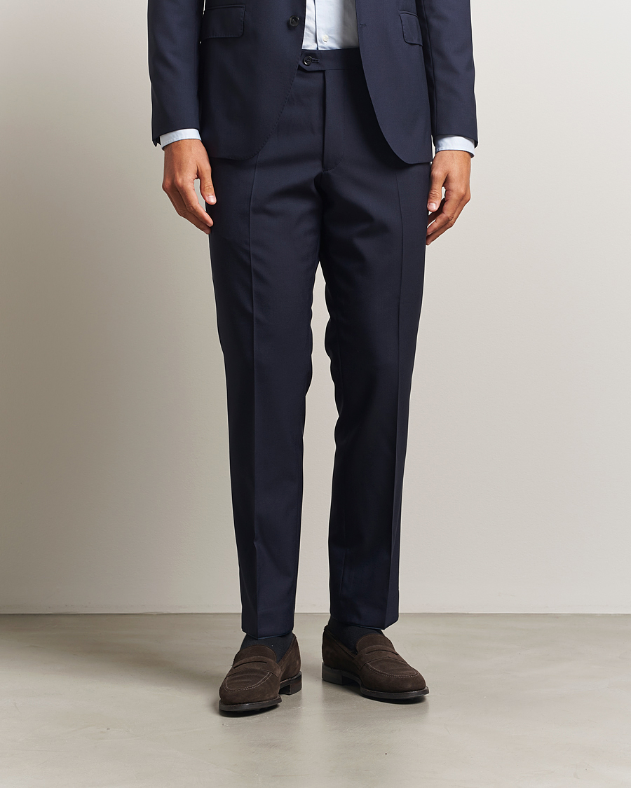Uomini | Pantaloni | Oscar Jacobson | Dandy Wool Trousers Blue
