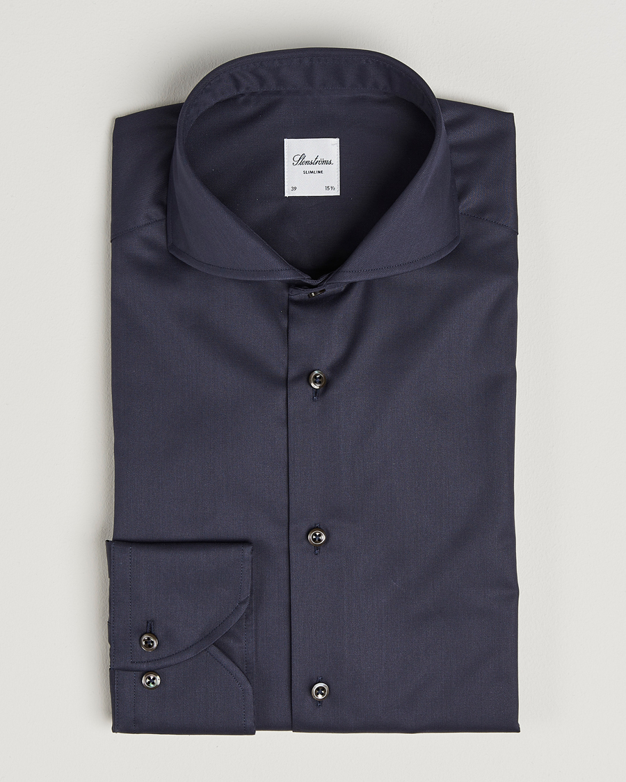 Uomini | Camicie | Stenströms | Slimline Extreme Cut Away Shirt Navy