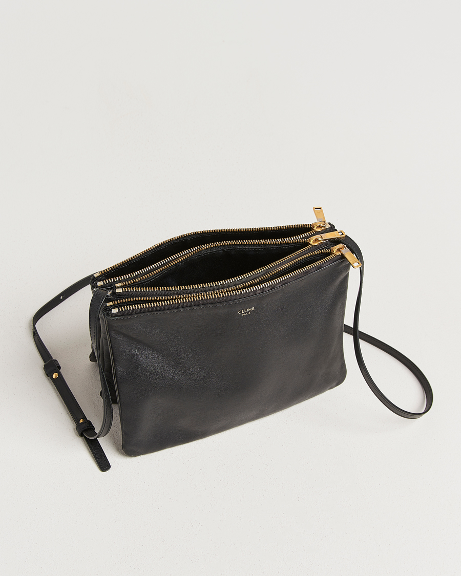 Uomini | Celine Pre-Owned Trio Bag Medium Leather Black | Celine Pre-Owned | Trio Bag Medium Leather Black