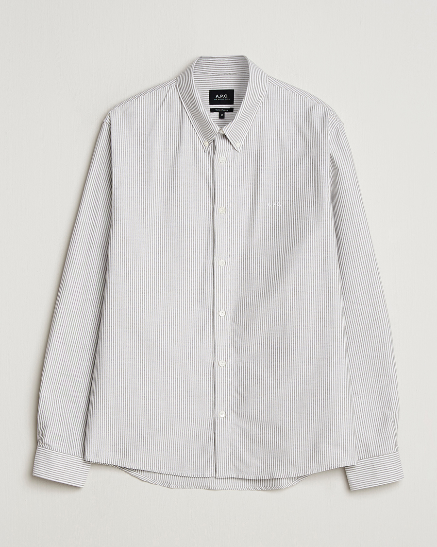 Uomini | Camicie | A.P.C. | Greg Striped Oxford Shirt Green/White