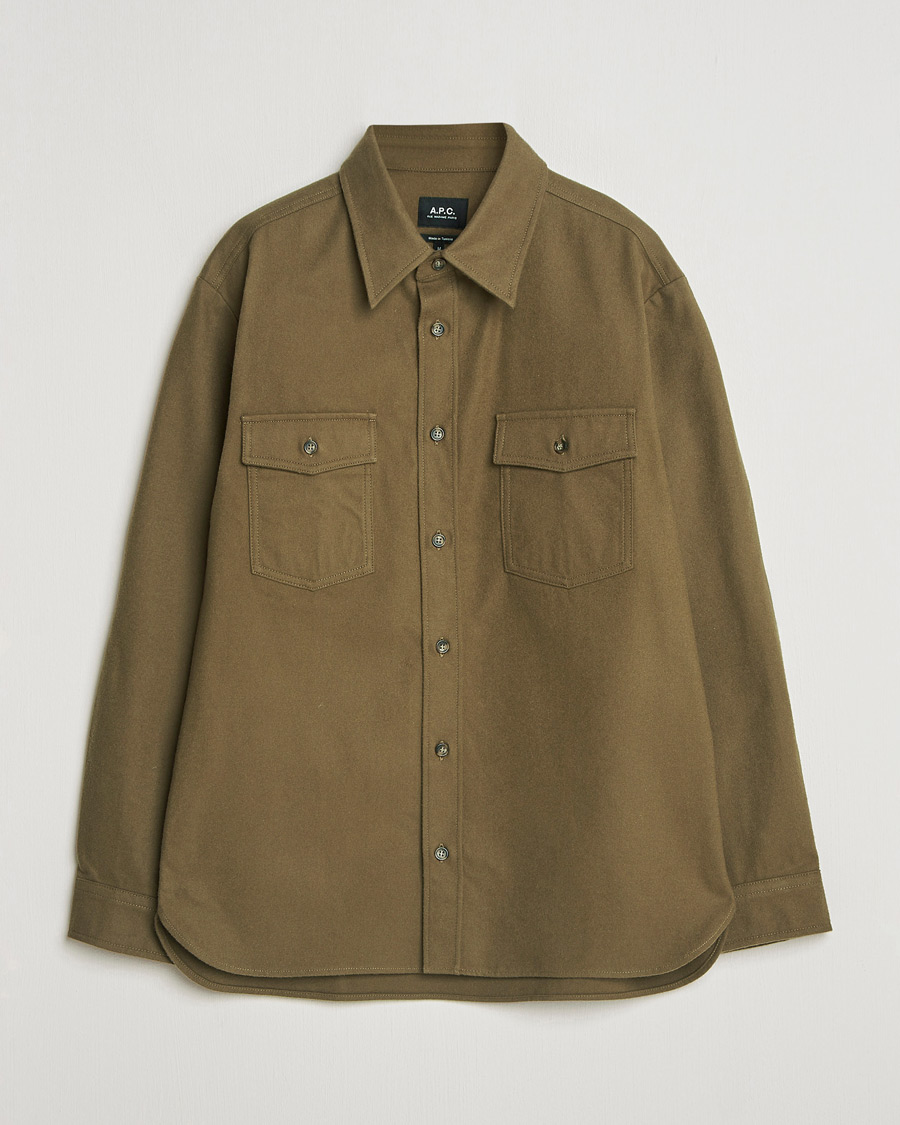 Uomini | Camicie | A.P.C. | Brushed Cotton Overshirt Khaki