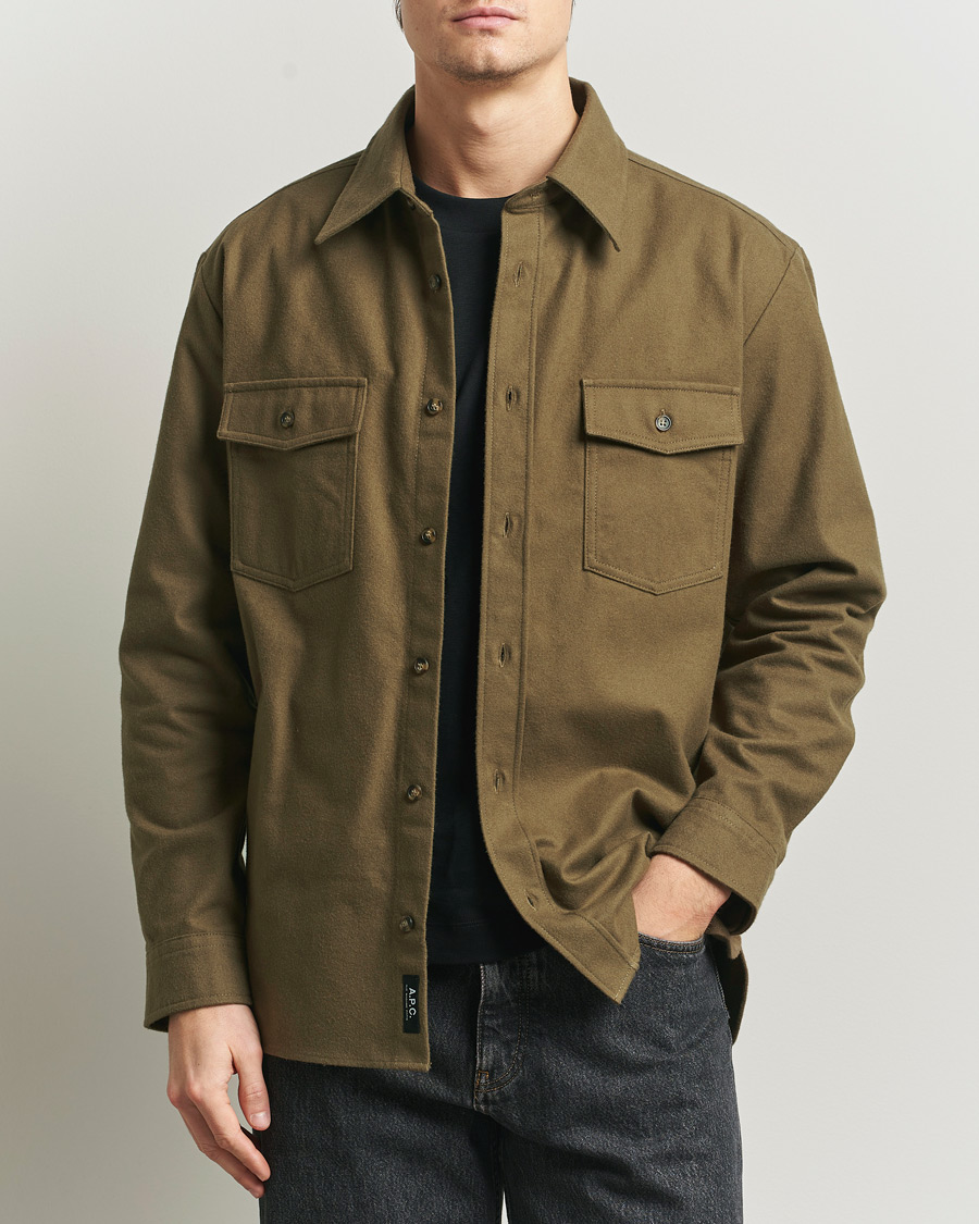 Uomini | Camicie | A.P.C. | Brushed Cotton Overshirt Khaki