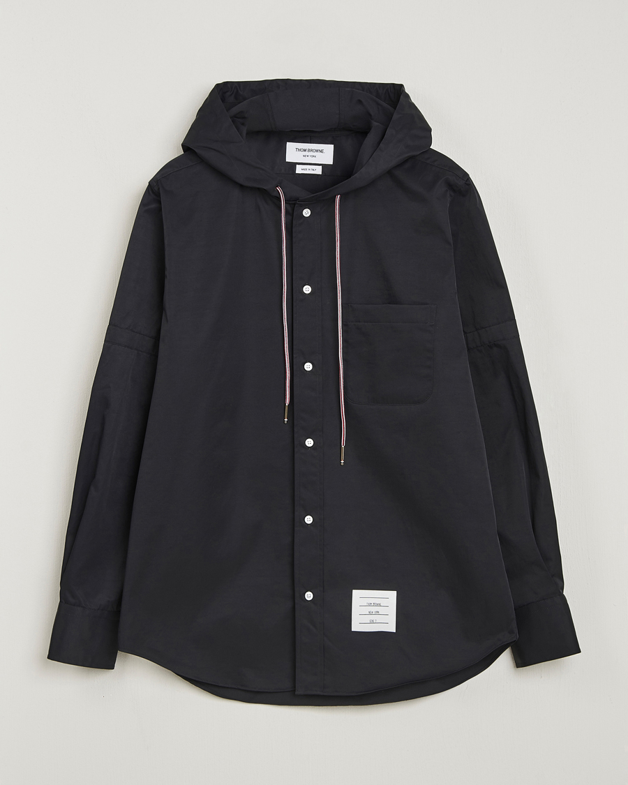 Uomini | Camicie | Thom Browne | Long Sleeve Hooded Overshirt Black