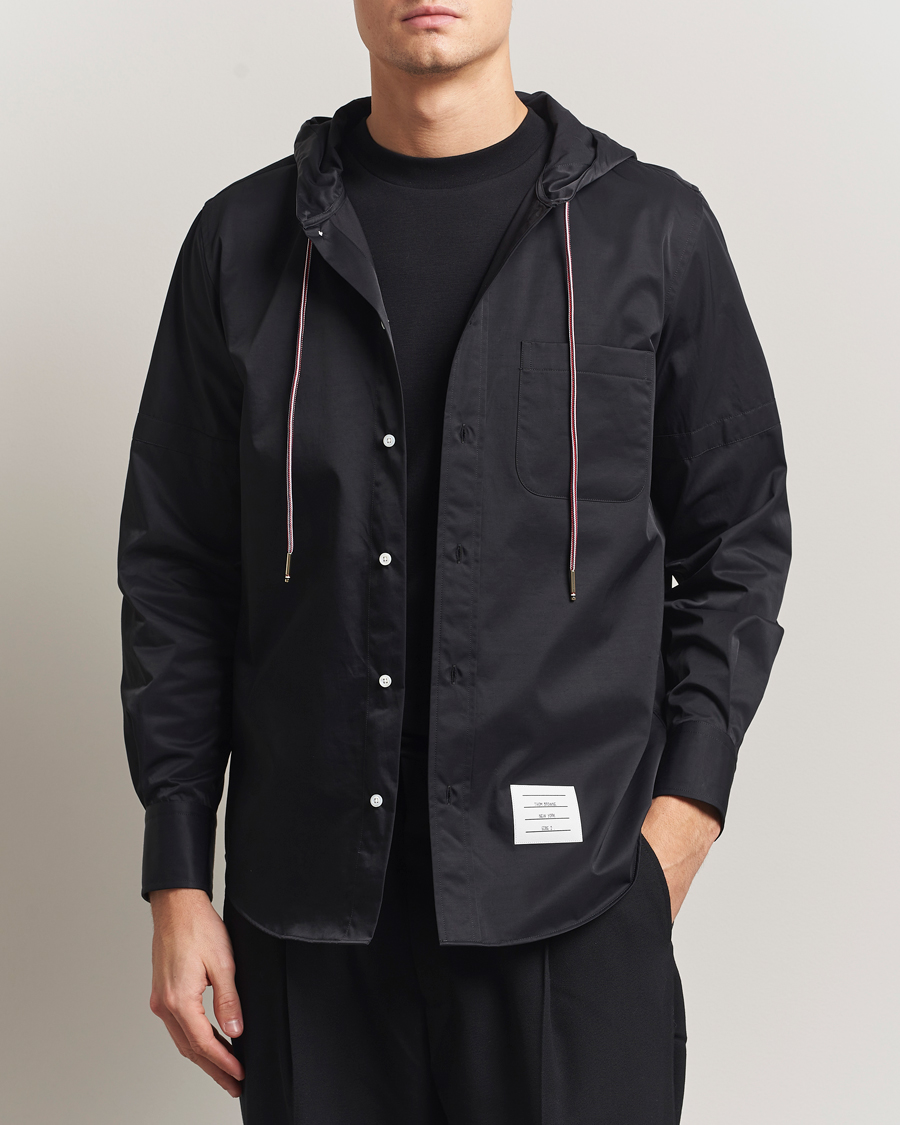 Uomini | Camicie | Thom Browne | Long Sleeve Hooded Overshirt Black