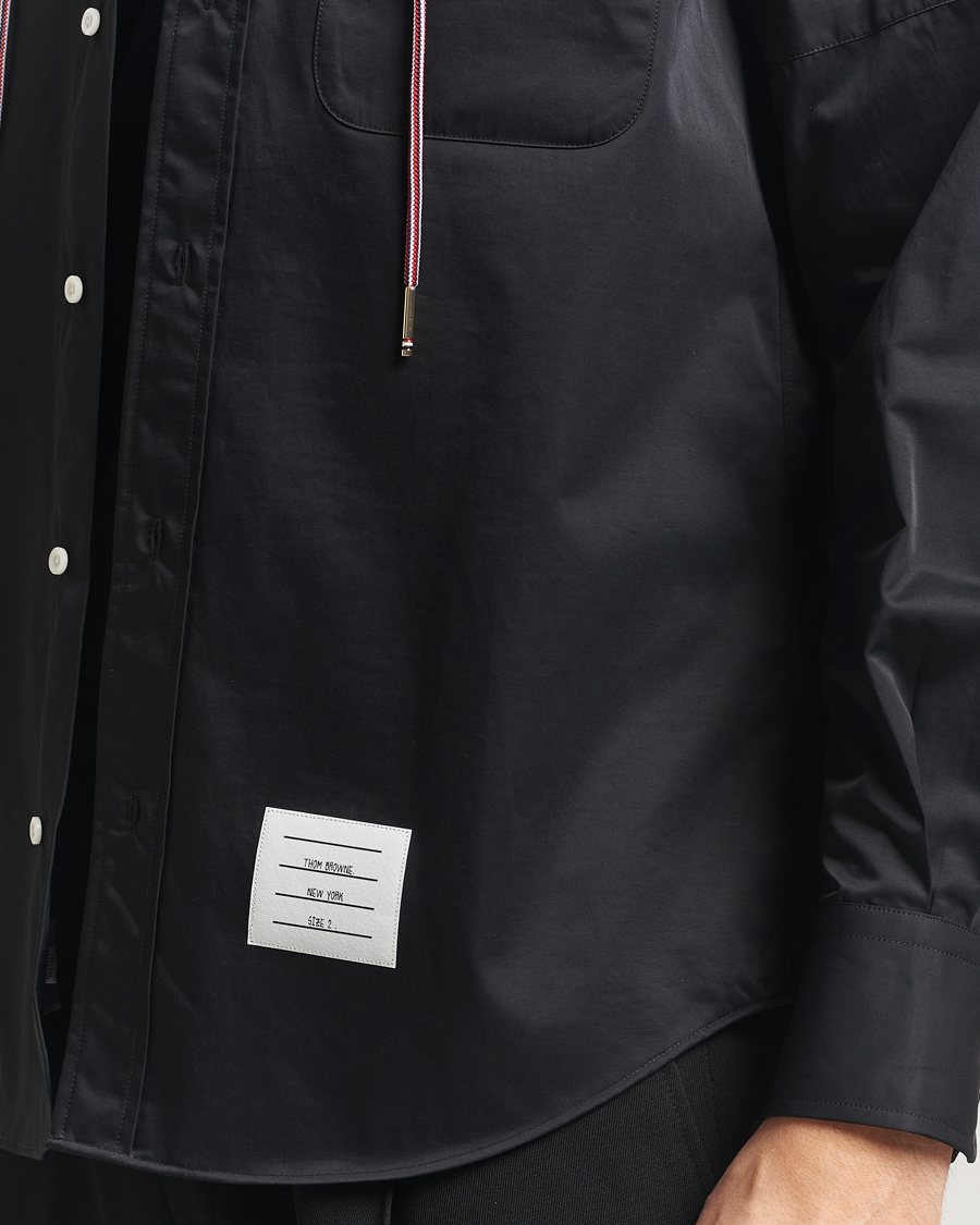 Uomini | Camicie | Thom Browne | Long Sleeve Hooded Overshirt Black
