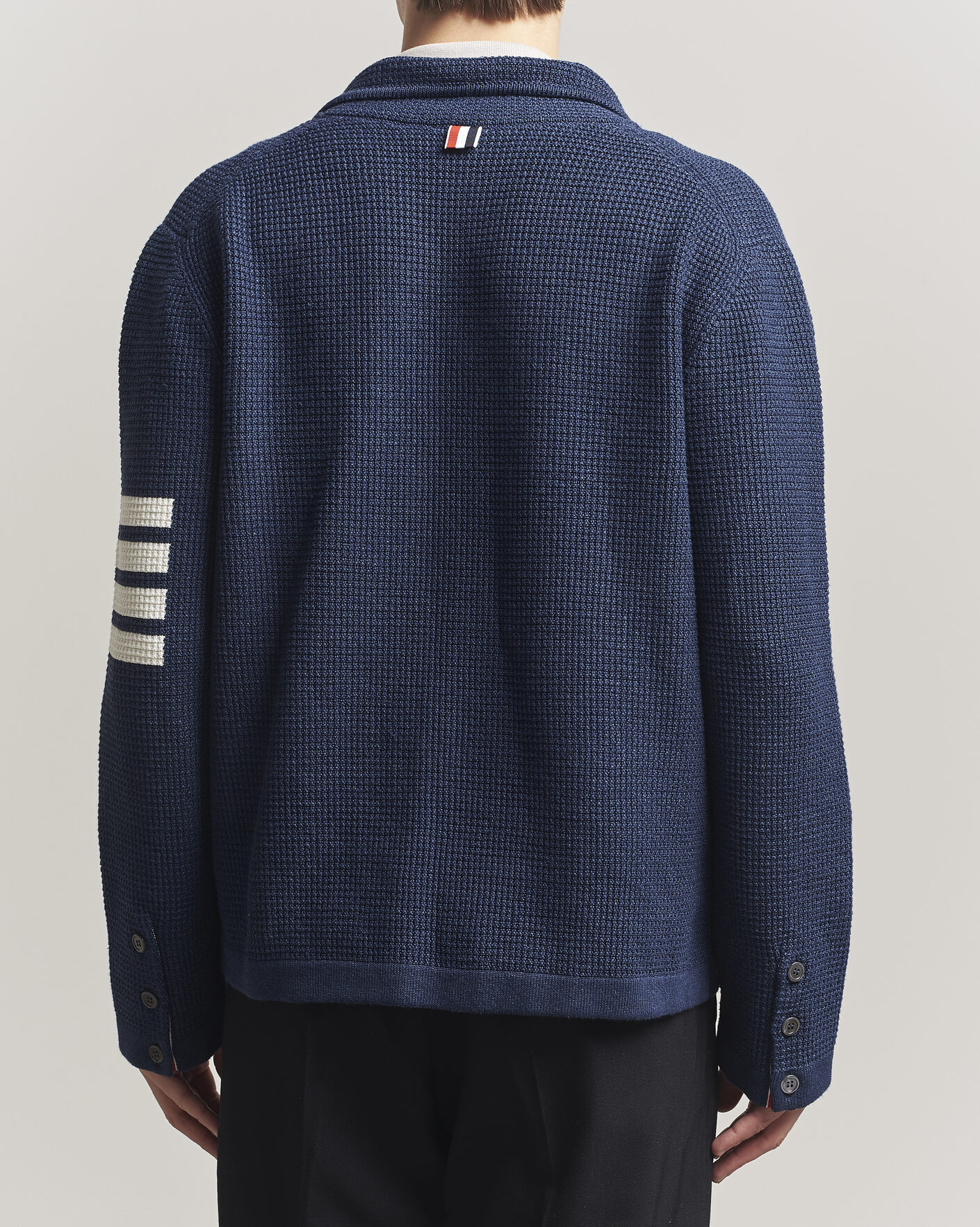 Uomini | Maglieria | Thom Browne | Textured 4 Bar Cardigan Jacket Navy