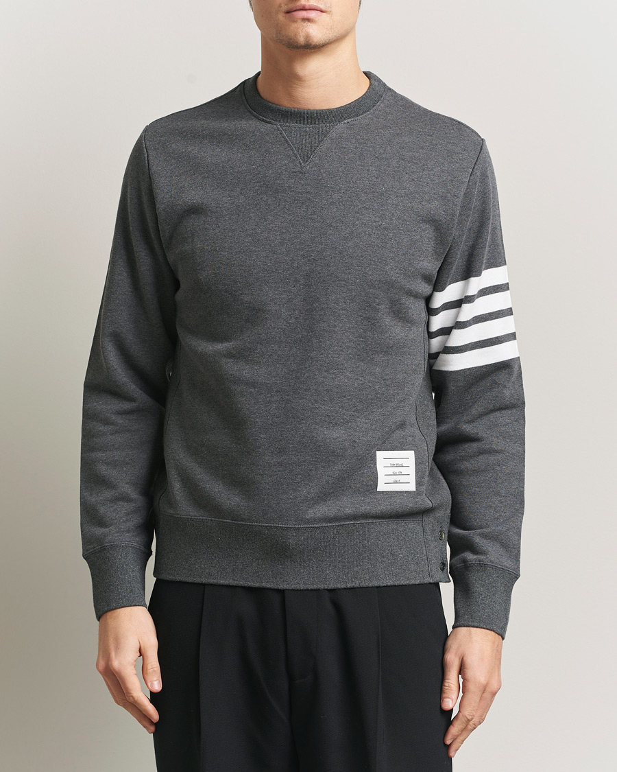 Uomini | Maglieria | Thom Browne | Classic 4 Bar Loopback Sweatshirt Dark Grey