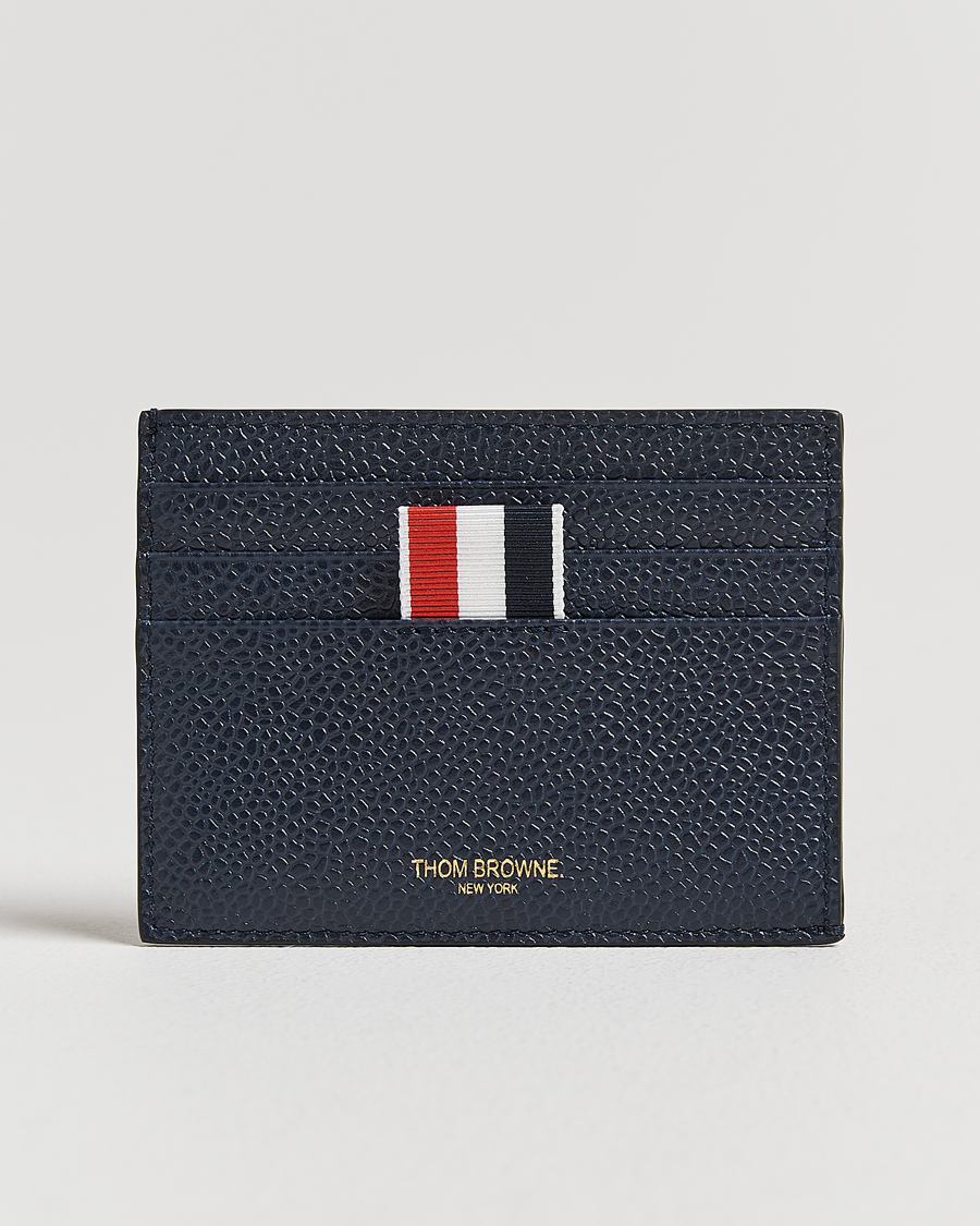 Uomini | Portafogli | Thom Browne | Pebble Grain Leather Cardholder Navy