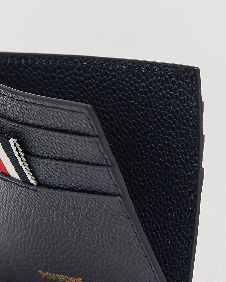 Uomini | Portafogli | Thom Browne | Pebble Grain Leather Cardholder Navy