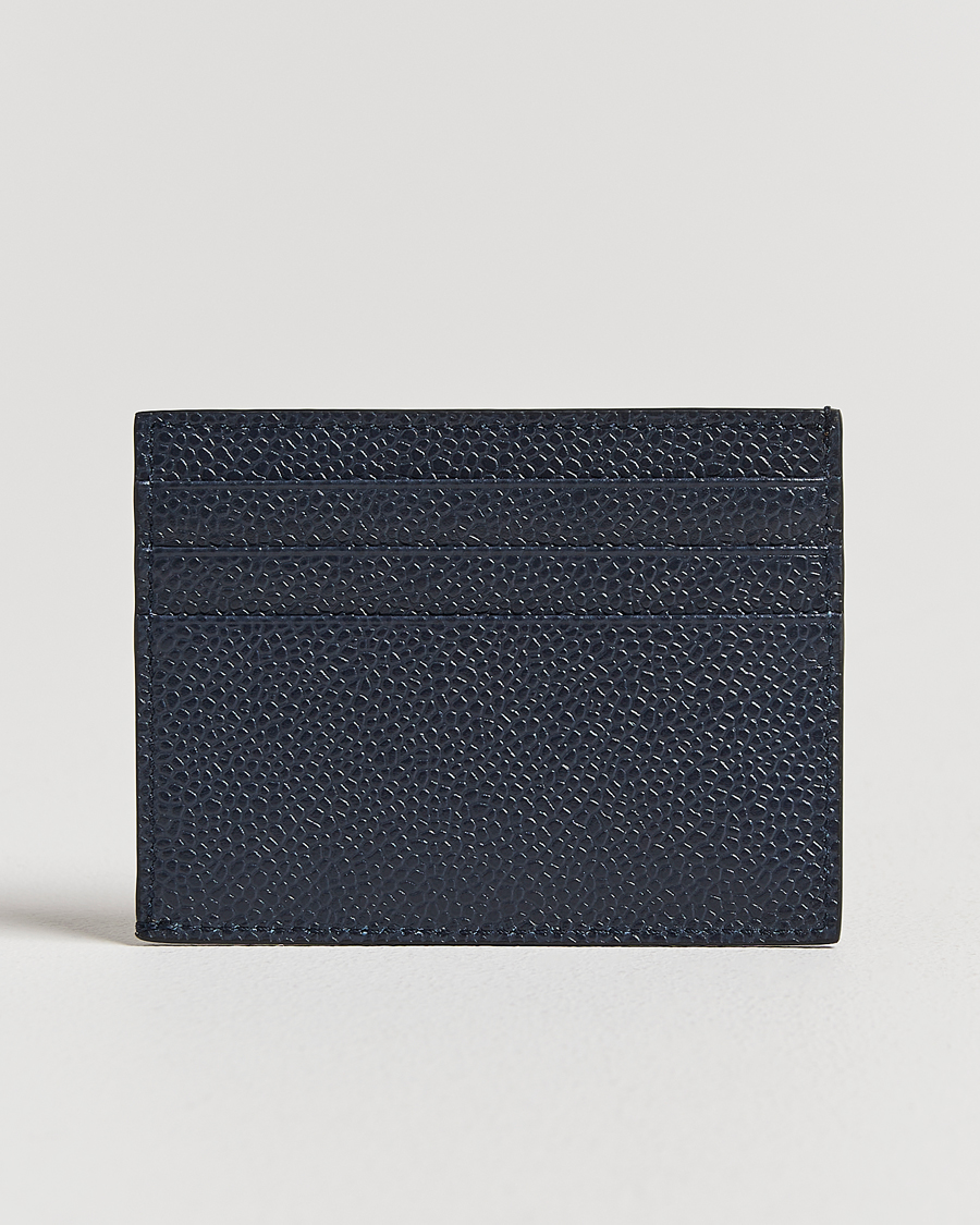 Uomini | Portafogli | Thom Browne | Pebble Grain Leather Cardholder Navy