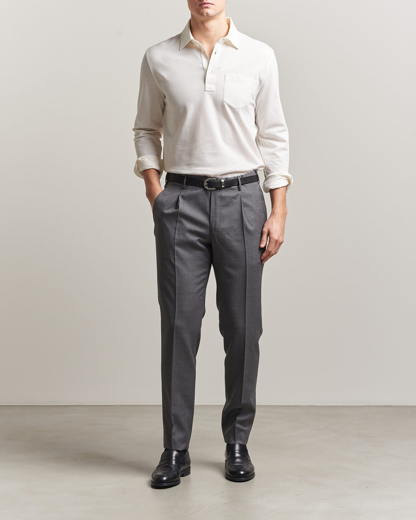 Uomini | Polo | Ralph Lauren Purple Label | Cotton/Cashmere Long Sleeve Polo Off White