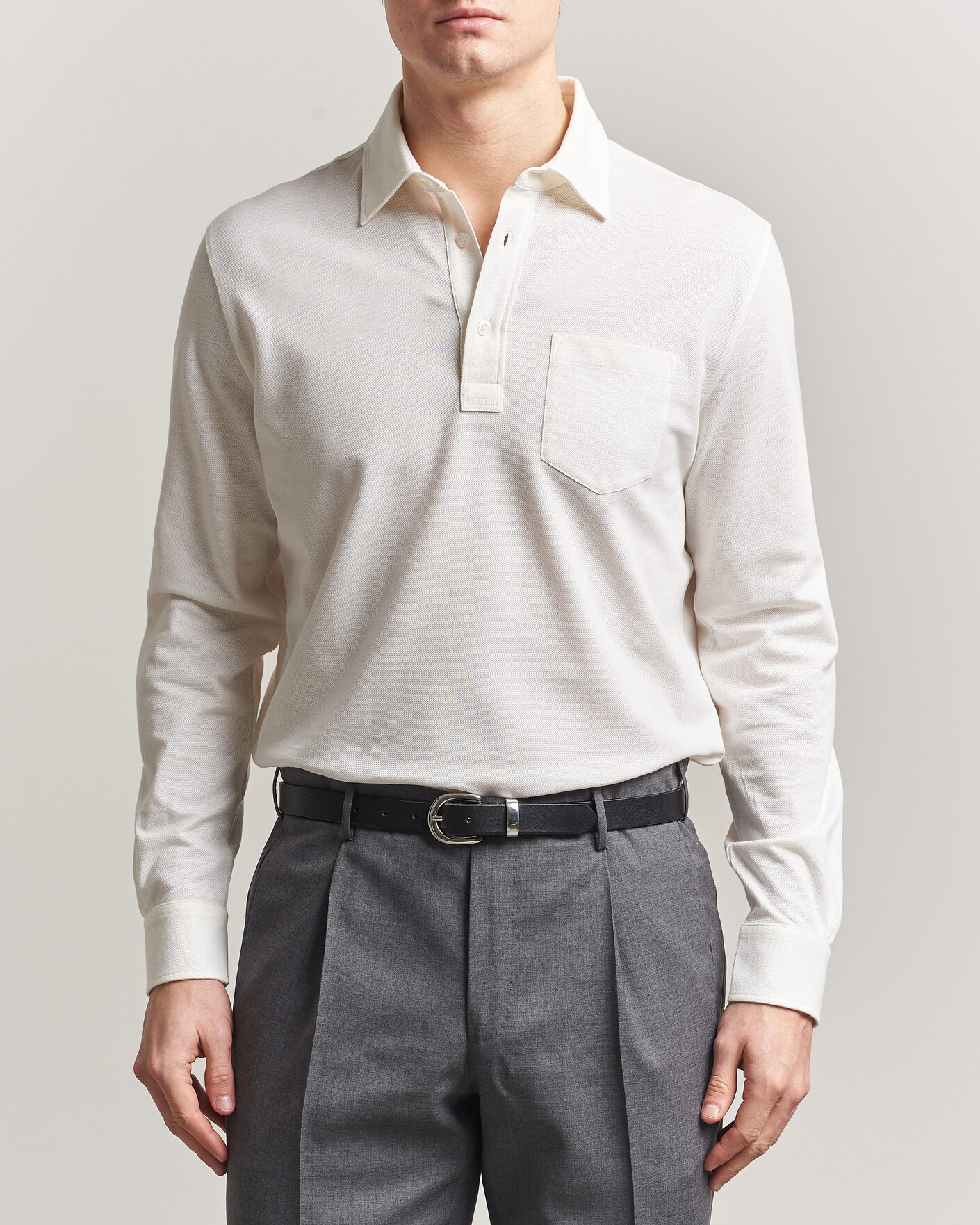 Uomini | Polo | Ralph Lauren Purple Label | Cotton/Cashmere Long Sleeve Polo Off White