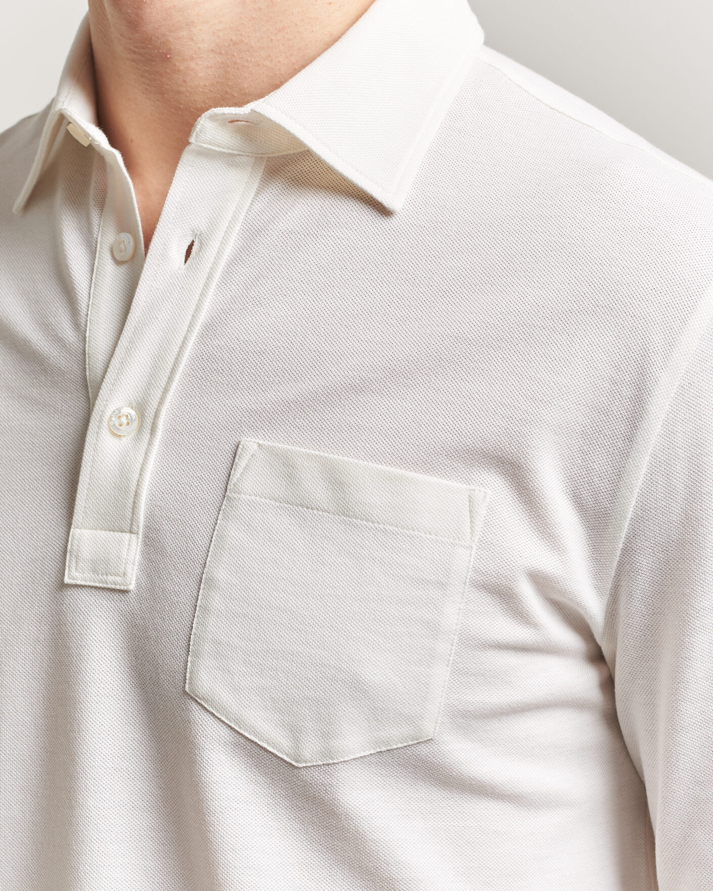 Uomini | Polo | Ralph Lauren Purple Label | Cotton/Cashmere Long Sleeve Polo Off White