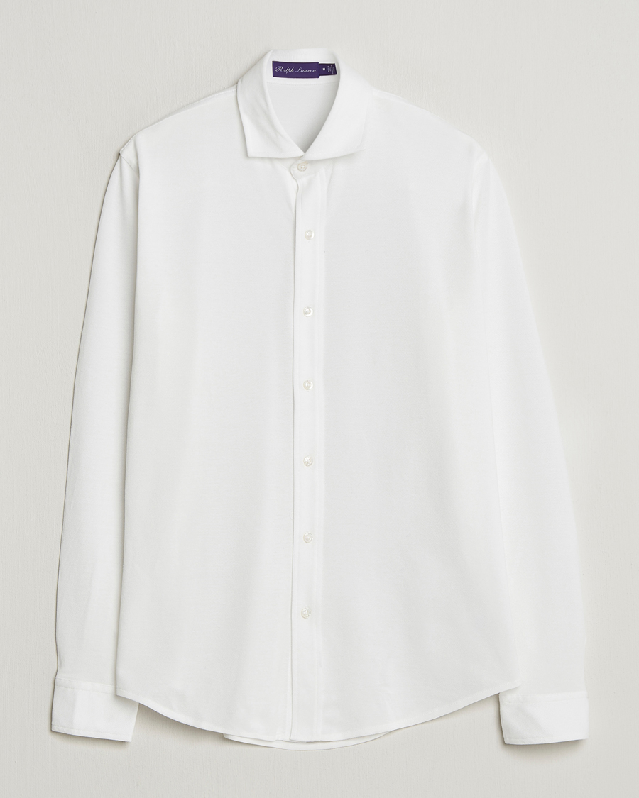 Uomini | Camicie | Ralph Lauren Purple Label | Washed Cotton Pique Shirt White
