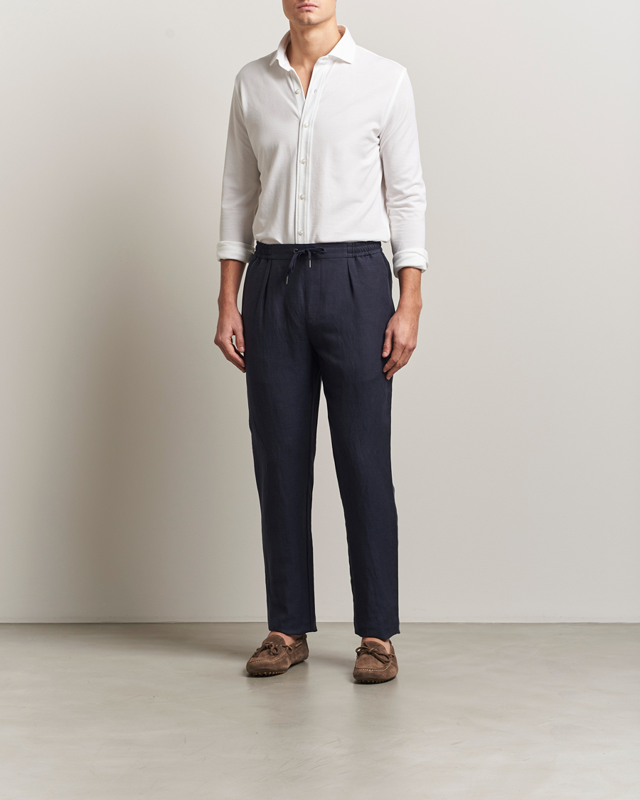 Uomini | Camicie | Ralph Lauren Purple Label | Washed Cotton Pique Shirt White