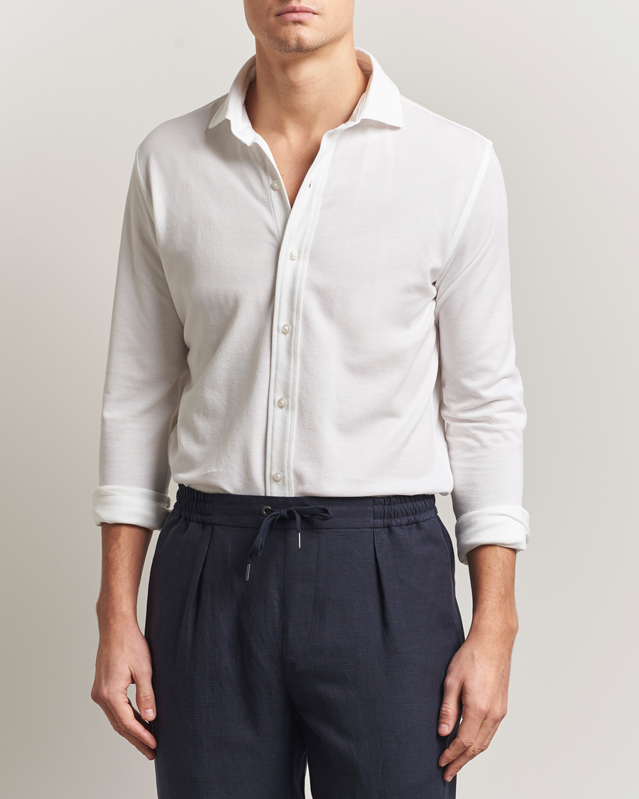 Uomini | Camicie | Ralph Lauren Purple Label | Washed Cotton Pique Shirt White
