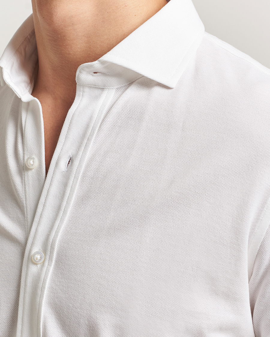 Uomini | Camicie | Ralph Lauren Purple Label | Washed Cotton Pique Shirt White