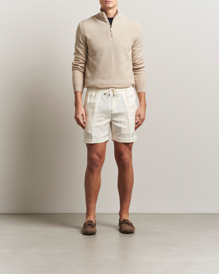 Uomini | Maglieria | Ralph Lauren Purple Label | Cashmere Birdseye Half Zip Beige