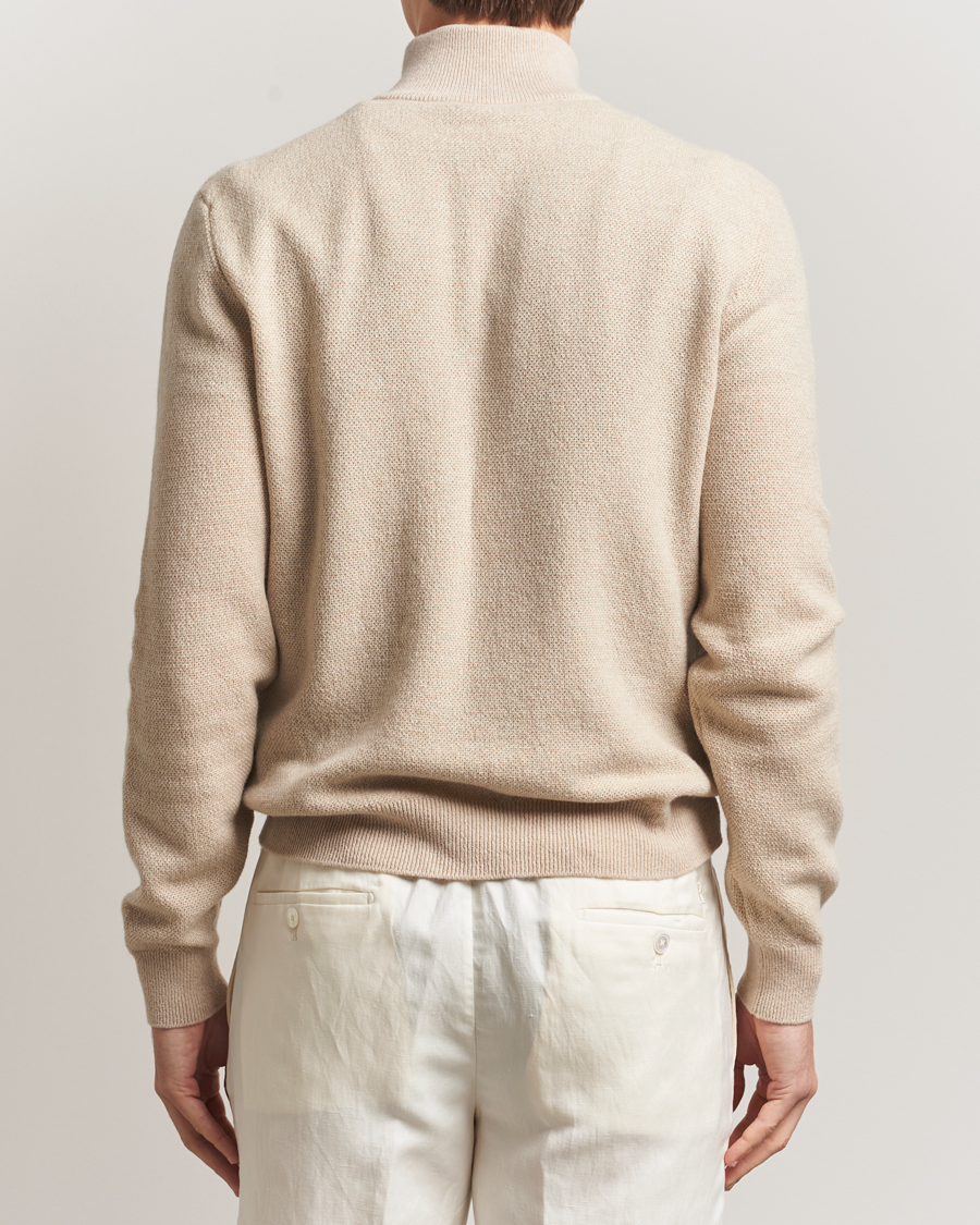 Uomini | Maglieria | Ralph Lauren Purple Label | Cashmere Birdseye Half Zip Beige