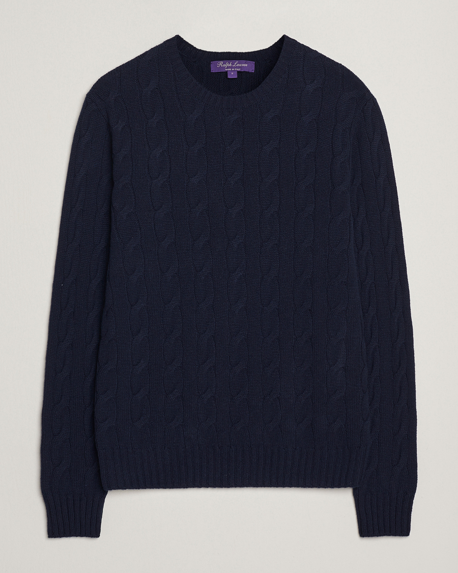 Uomini | Maglieria | Ralph Lauren Purple Label | Cashmere Cable Sweater Chairman Navy