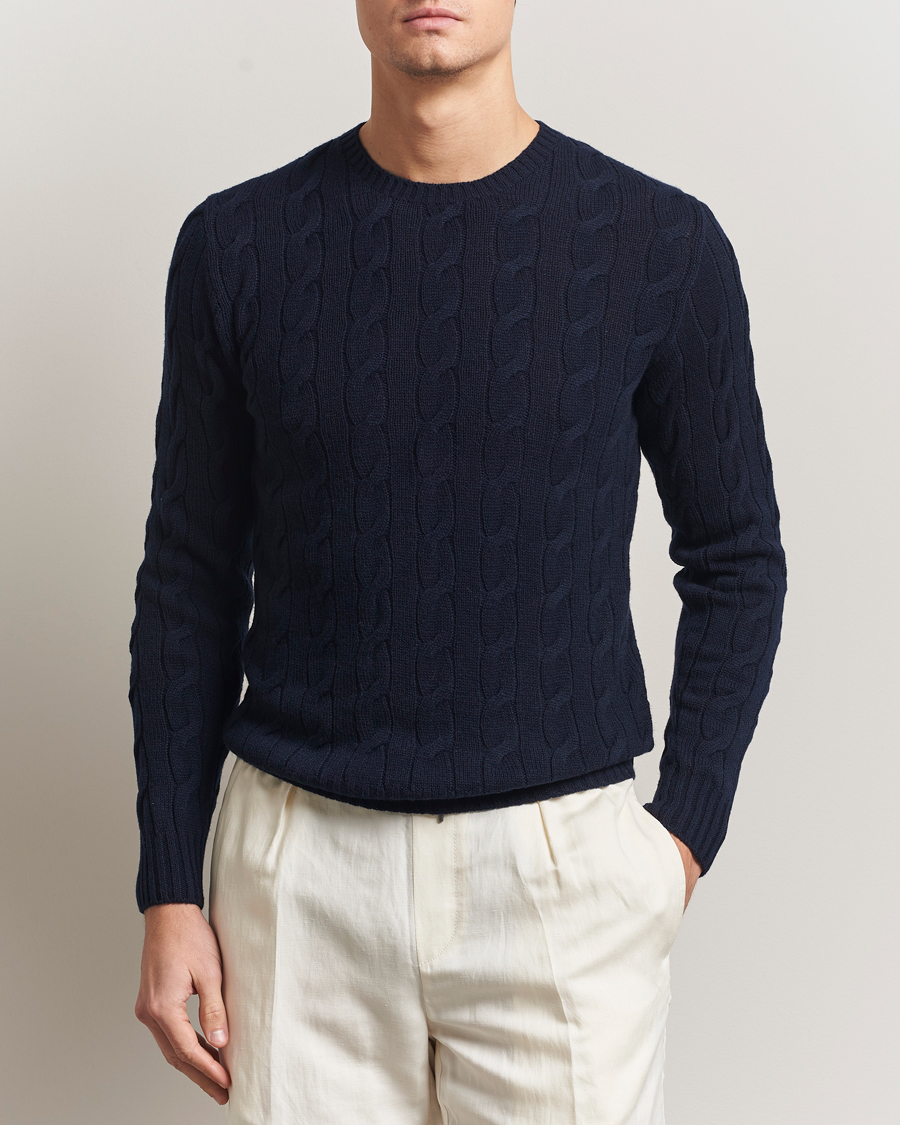 Uomini | Maglieria | Ralph Lauren Purple Label | Cashmere Cable Sweater Chairman Navy