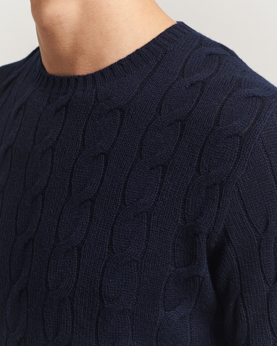 Uomini | Maglieria | Ralph Lauren Purple Label | Cashmere Cable Sweater Chairman Navy