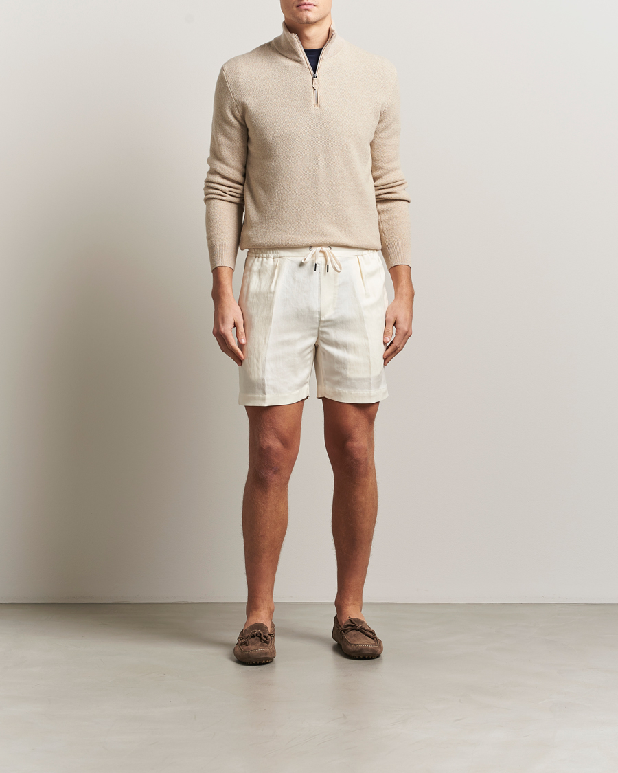 Uomini | Pantaloncini | Ralph Lauren Purple Label | Silk/Linen Drawstring Shorts Cream
