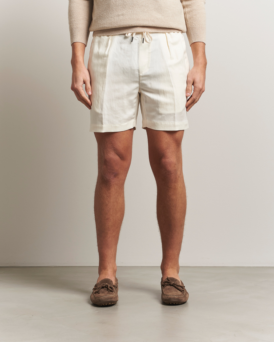 Uomini | Pantaloncini | Ralph Lauren Purple Label | Silk/Linen Drawstring Shorts Cream