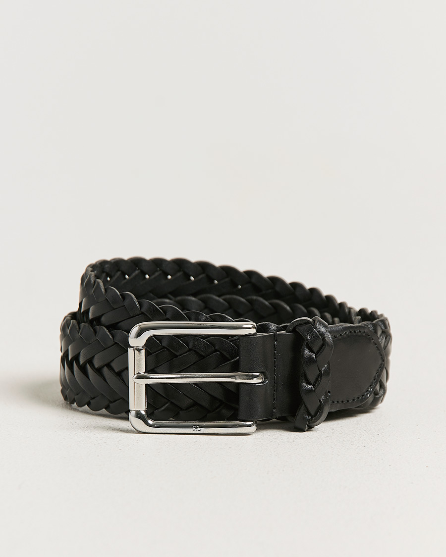 Uomini | Cinture | Ralph Lauren Purple Label | Braided Belt Black Vachetta
