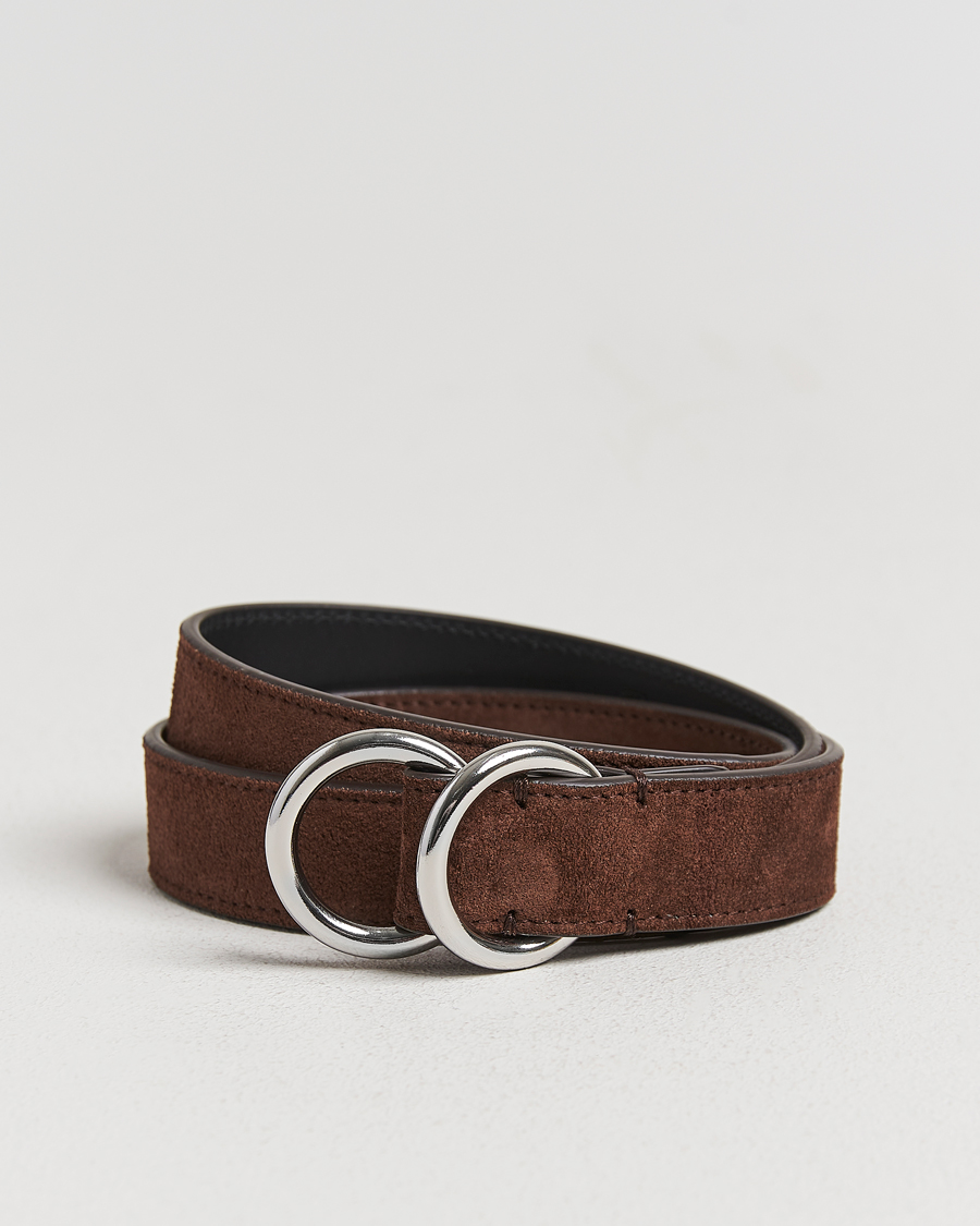 Uomini | Cinture | Ralph Lauren Purple Label | Ring Belt Dark Brown Suede