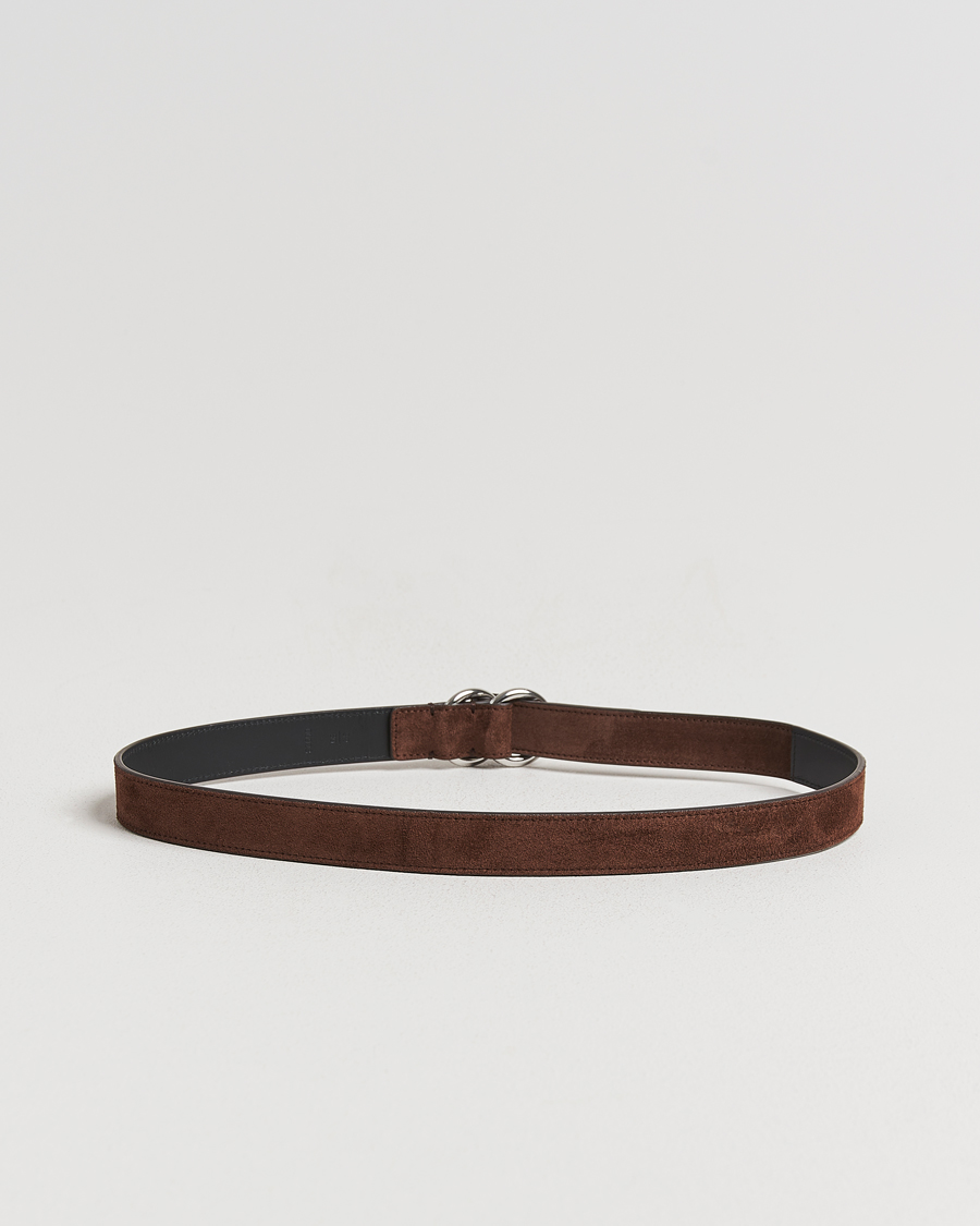 Uomini | Cinture | Ralph Lauren Purple Label | Ring Belt Dark Brown Suede
