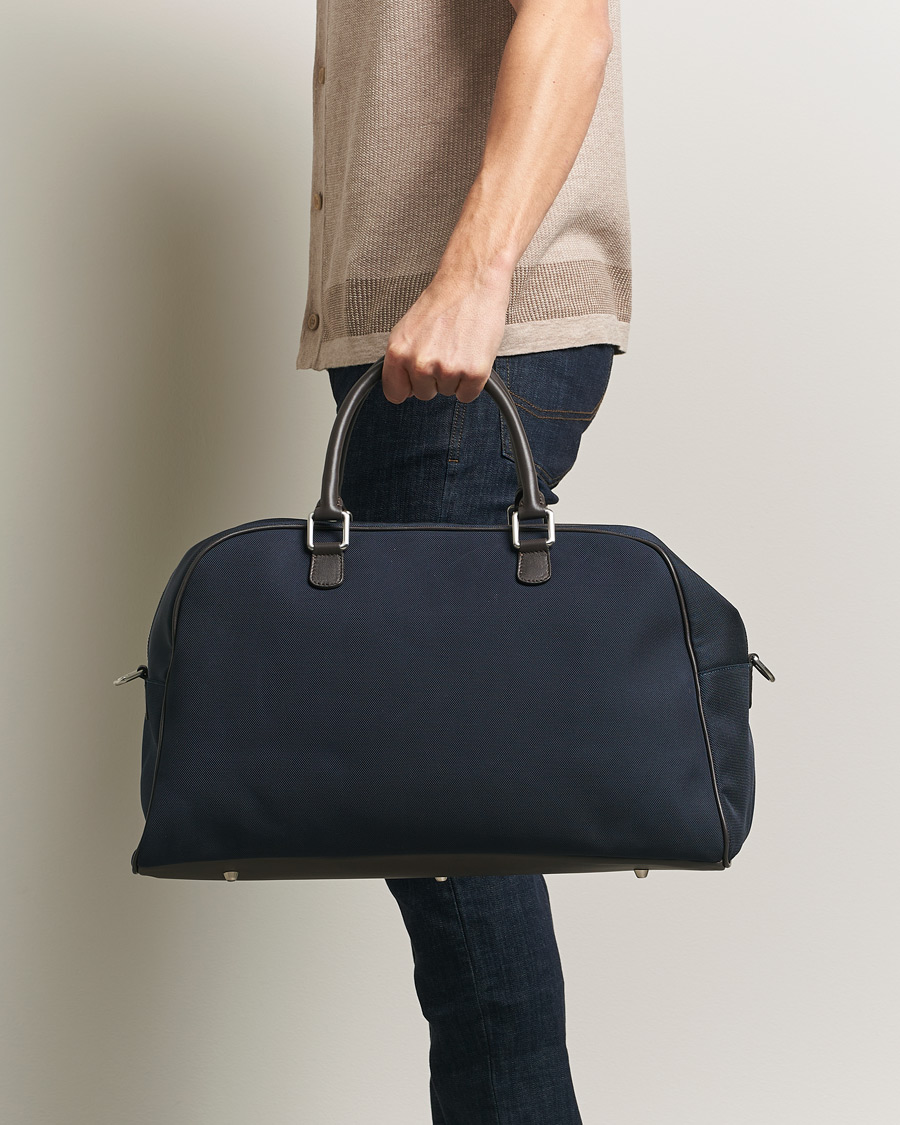 Uomini | Borse | Anderson's | Balistic Nylon/Leather Weekendbag Navy