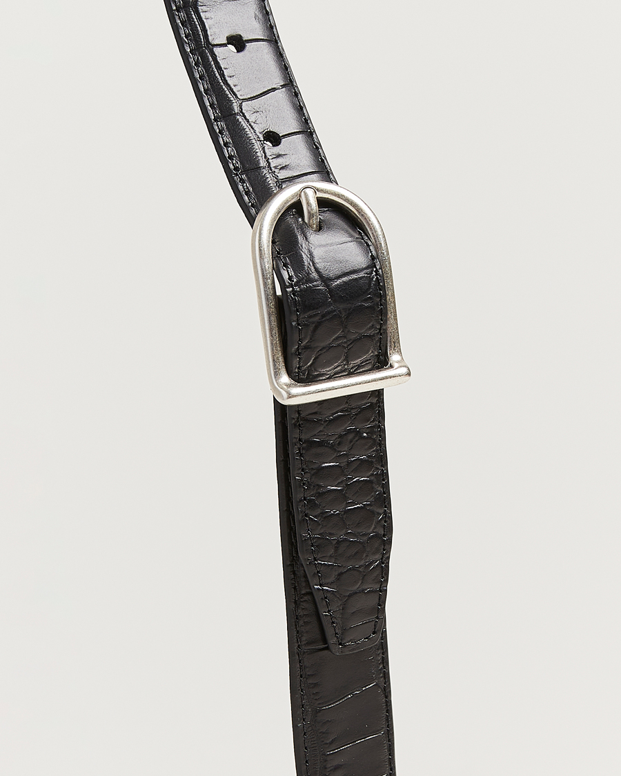 Uomini | Cinture | Anderson's | Embossed 2,5cm Lether Belt Black