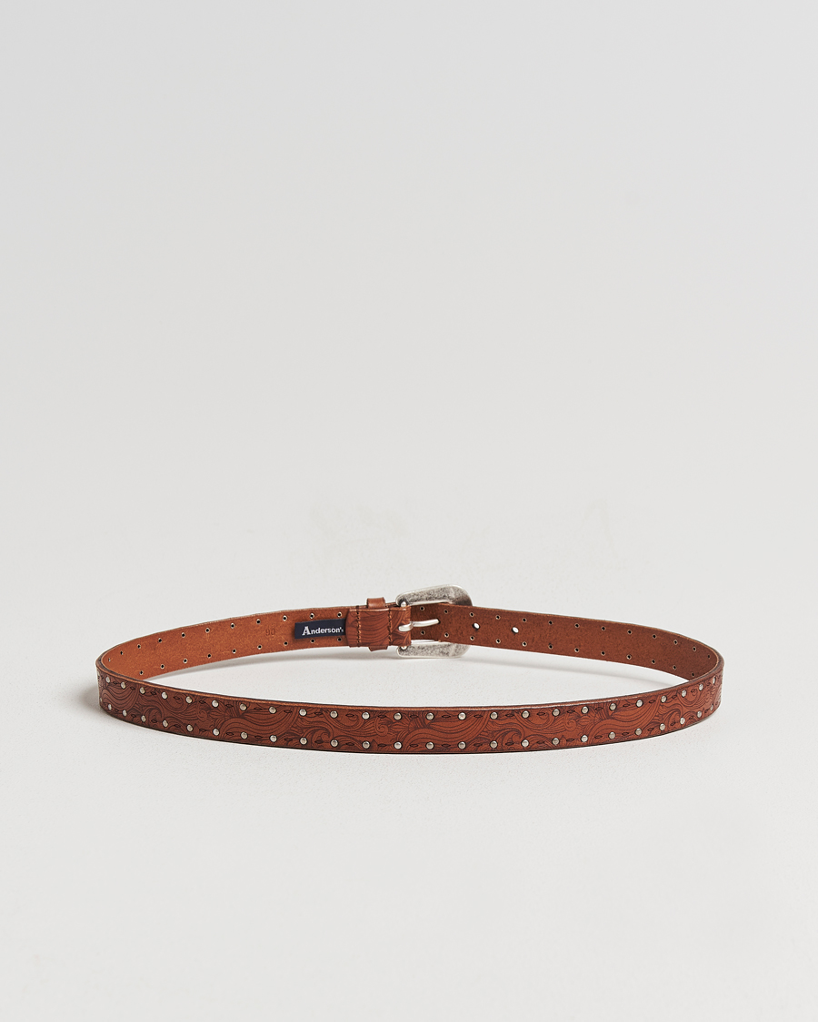 Uomini | Cinture | Anderson's | Stud Western 2,5cm Belt Brown