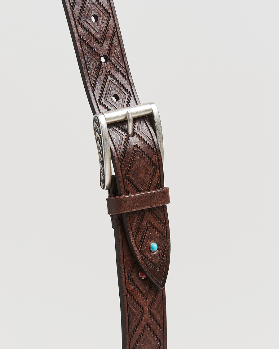 Uomini | Cinture | Anderson's | Diamond Pattern Western 3,5cm Belt Brown