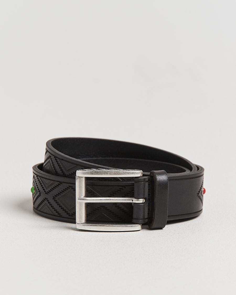 Uomini | Cinture | Anderson's | Diamond Pattern Western 3,5cm Belt Black