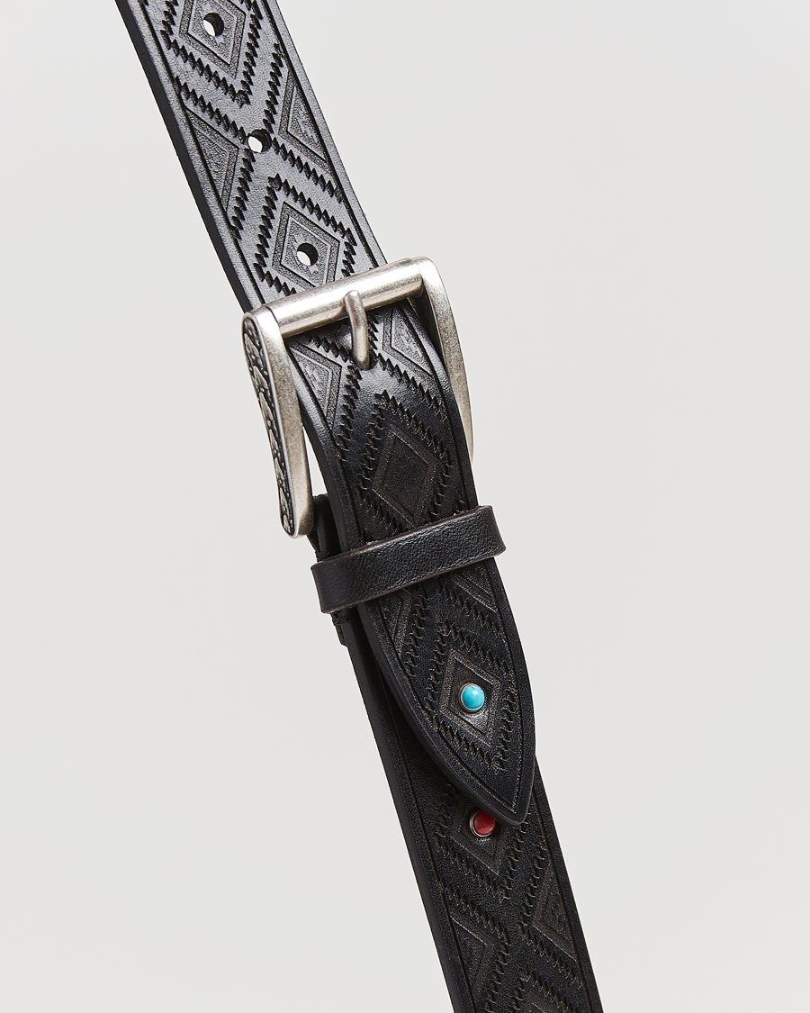 Uomini | Cinture | Anderson's | Diamond Pattern Western 3,5cm Belt Black