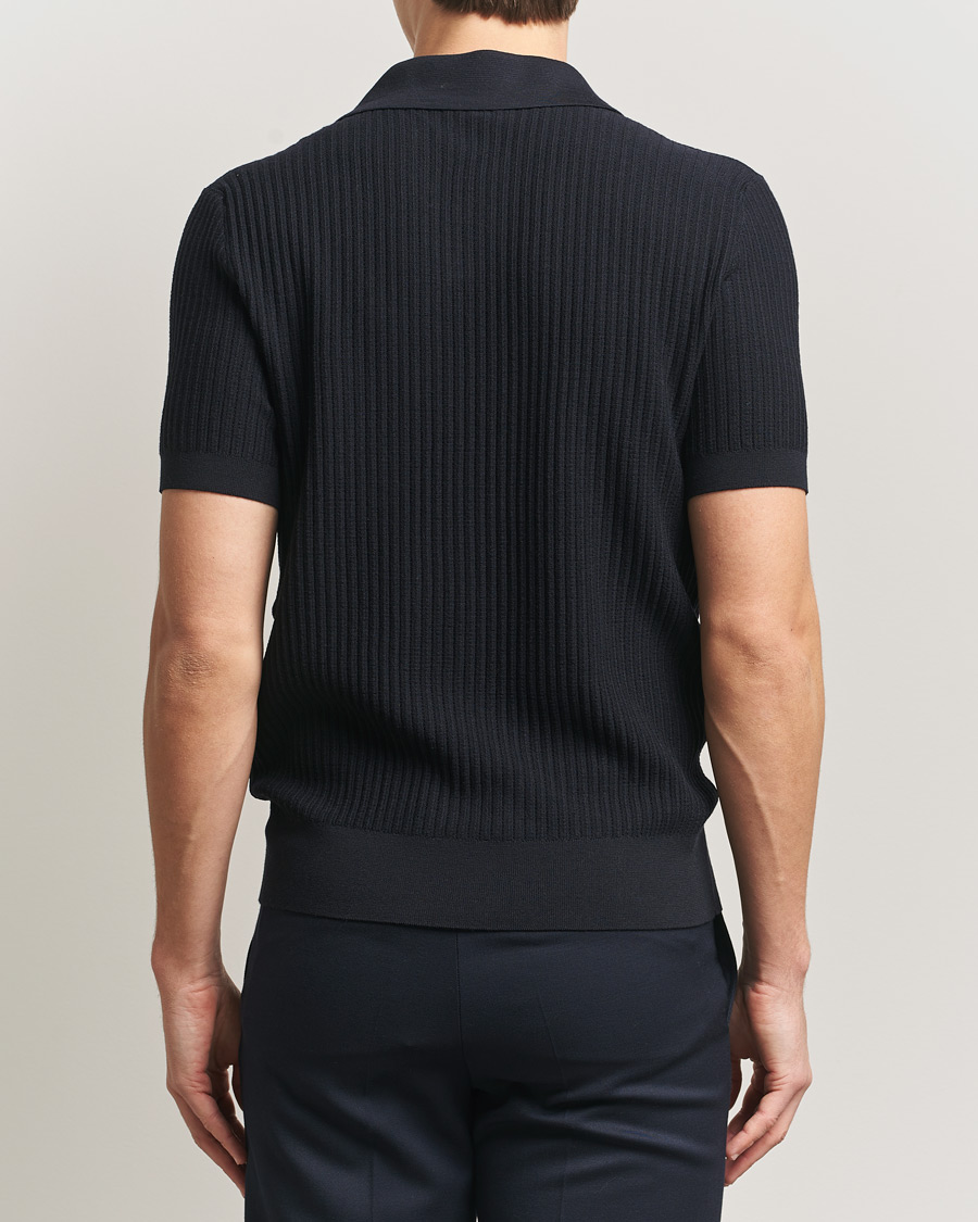 Uomini | Maglieria | Brioni | Knitted Rib Wool Polo Navy