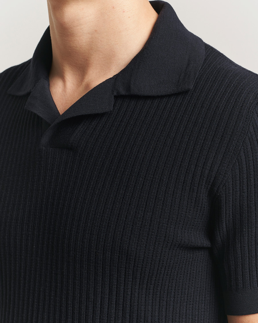 Uomini | Maglieria | Brioni | Knitted Rib Wool Polo Navy